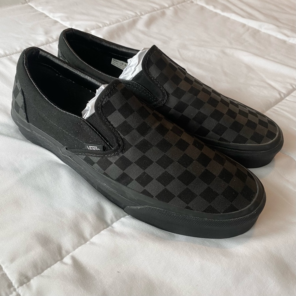 Vans | Classic Slip On Checkerboard Mono/Black Skate Shoes